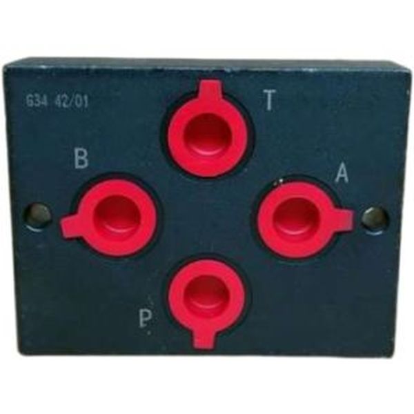 sub-placa, sub-base, placa intermediária, placa de conexão, placa de montagem de válvulas, montagem de válvula hidráulica, manifold, bloco hidráulico