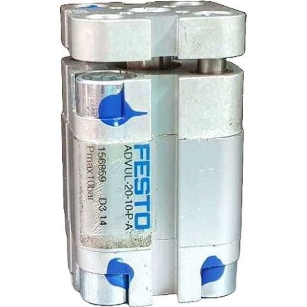 cilindro compacto, antigiro com elemento de fixação, diâmetro 20mm, curso 10mm, anéis/placas de amortecimento elástico nas posições finais de curso, detecção de posição