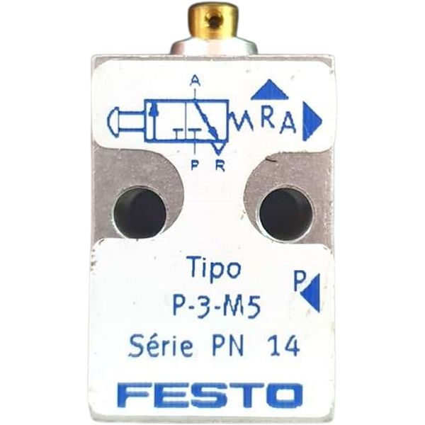 3/2 vias, conexão M5, acionamento manual, pressão máxima de trabalho 8bar, corpo alumínio, vedações NBR