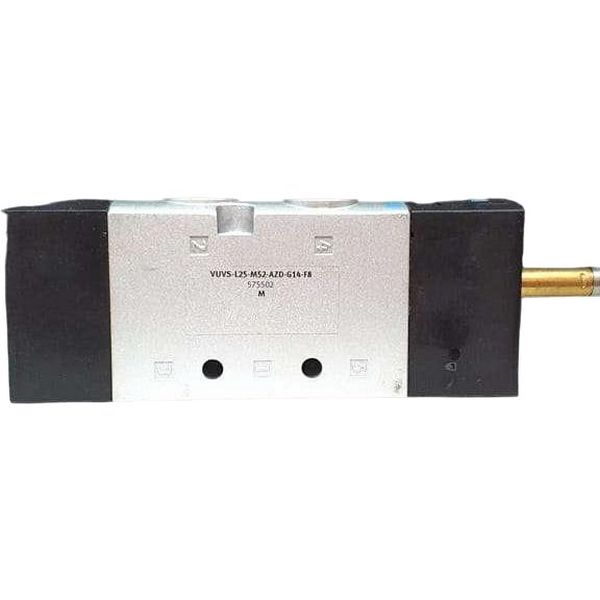 5/2 vias, conexão rosca G1/4, acionamento elétrico,  simples solenóide, vazão 1300l/min, pressão operacional máxima 10bar, corpo alumínio, vedações HNBR / NBR