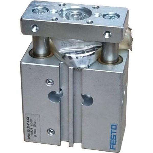 cilindro com guia, diâmetro 12mm, curso 20mm, amortecimento elástico  nas posições finais de curso, detecção de posição, guia deslizante