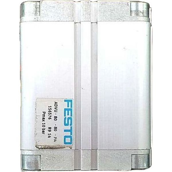 cilindro compacto, diâmetro 80mm, curso 80mm, anéis/placas de amortecimento elástico nas posições finais de curso, detecção de posição