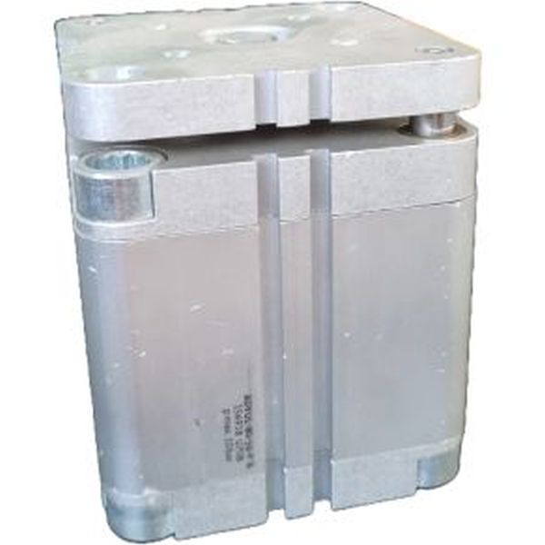 cilindro compacto, antigiro com elemento de fixação, diâmetro 80mm, curso 50mm, anéis/placas de amortecimento elástico nas posições finais de curso, detecção de posição