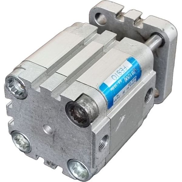 cilindro compacto, antigiro com elemento de fixação, diâmetro 40mm, curso 20mm, anéis/placas de amortecimento elástico nas posições finais de curso, detecção de posição