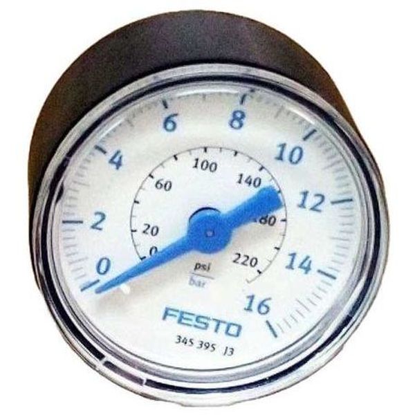 saída por trás, conexão rosca G1/8, diâmetro 40mm, visor de plástico, caixa de plástico, fluidos gases inertes / líquidos neutros
