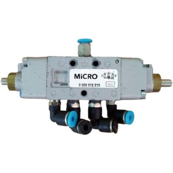 5/2 vias, conexão rosca 1/8, acionamento pneumático, retorno pneumático, fluido ar comprimido