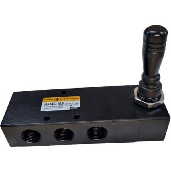 5/3 vias, conexão 1/2, acionamento manual, retorno mola, centro fechado, lubrificação não é necessária, pressão de trabalho  0~0.8MPa, temperatura de trabalho -5...60oC, vedações NBR 