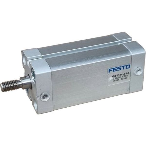 cilindro compacto, dupla ação, ISO21287, diâmetro 25mm, curso 50mm, rosca externa, anéis/placas de amortecimento elásticos nas posições finaisl, detecção de posição