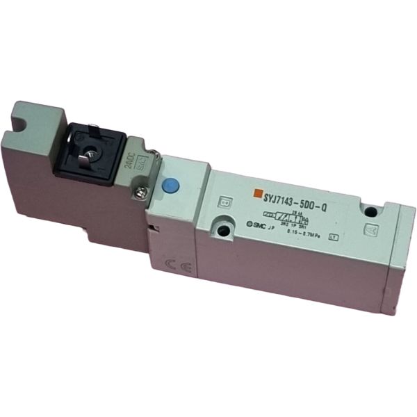 5/2 vias, simples solenóide, tensão de alimentação 24VCC, ligação elétrica com conector, montagem da válvula sobre placa, vedação de borrach