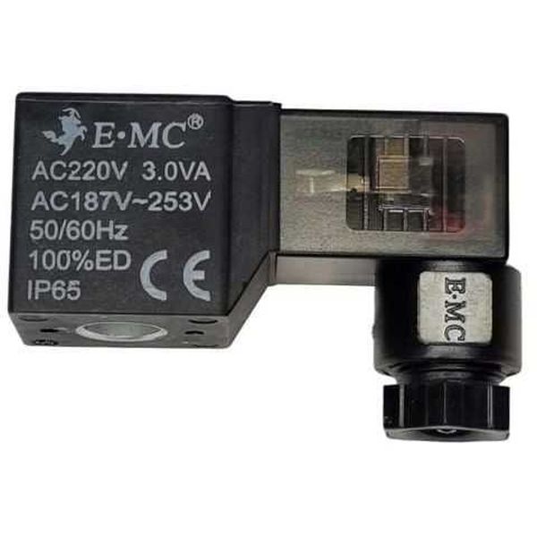 bobina quadrada, com plugue com led, tensão 220VAC, potência 3.0VA, 100%ED, grau de proteção IP65