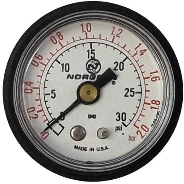 saída por trás, conexão rosca 1/8, diâmetro 40mm, fluido ar comprimido