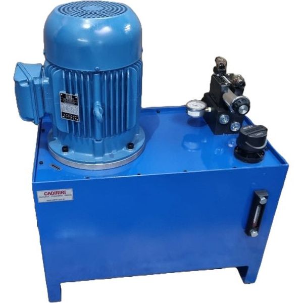 Composição: tanque, visor de nível, bocal de enchimento, válvula hidráulica, motor elétrico, man&ocirc;metro, bomba hidráulica, flange de acoplamento.