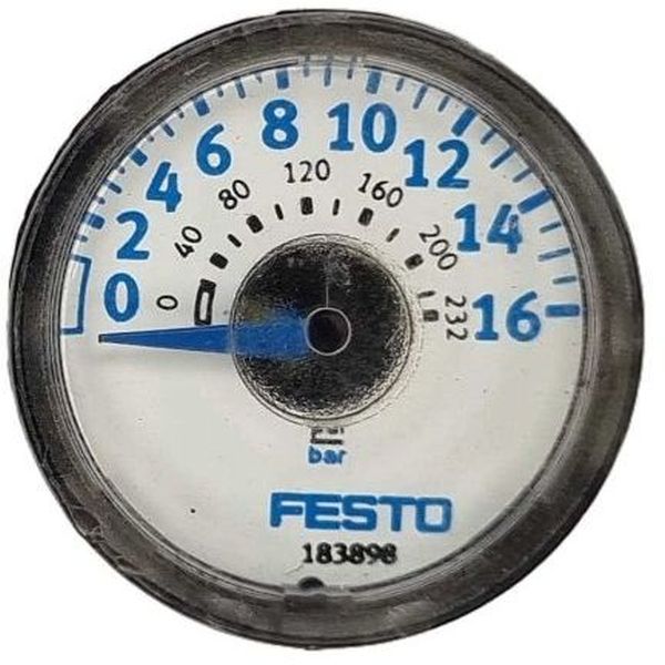 saída por trás, conexão rosca R1/8, diâmetro 23mm, visor de plástico, fluido ar comprimido, fluidos gases inertes / líquidos neutros