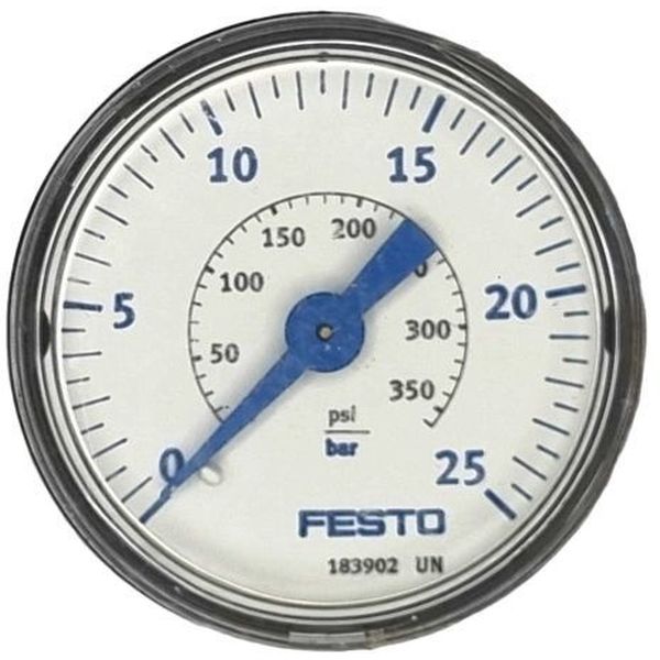 saída por trás, conexão rosca G1/4, diâmetro 40mm, visor de plástico, caixa de plástico, fluidos gases inertes / líquidos neutros
