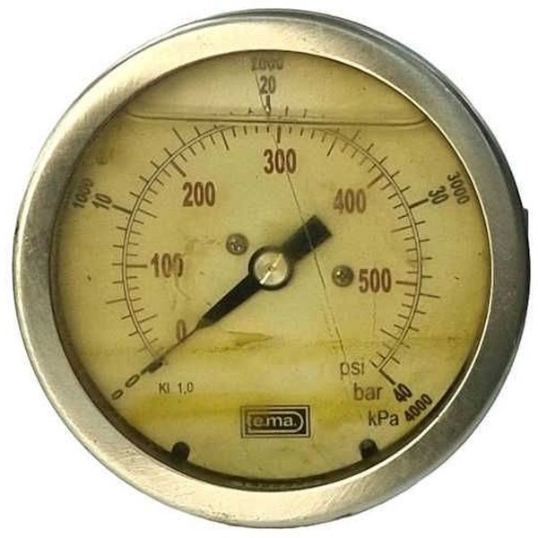saída horizontal, com glicerina, conexão rosca 1/2, mostrador 100mm, com suporte para fixação, fluido óleo