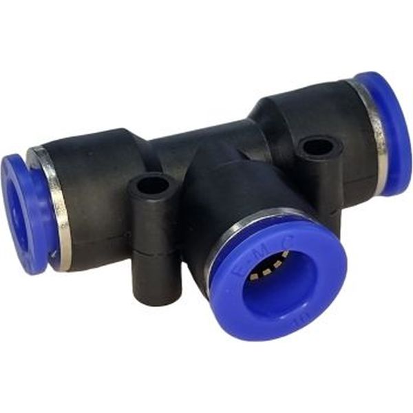 diâmetro 10mm, pressão de 10bar, temperatura de 0°C a +60°C, anel de desengate azul, meio de operação ar comprimido