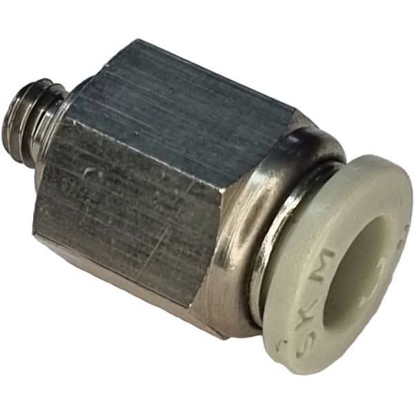 Conexão reta, rosca M5, pressão de 10bar, temperatura 0°C a +60°C, diâmetro 6mm - SKM