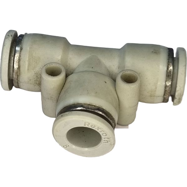 Conexão em T, diâmetro 8mm, pressão de 10bar, temperatura de 0°C a 60°C - REXROTH seminova