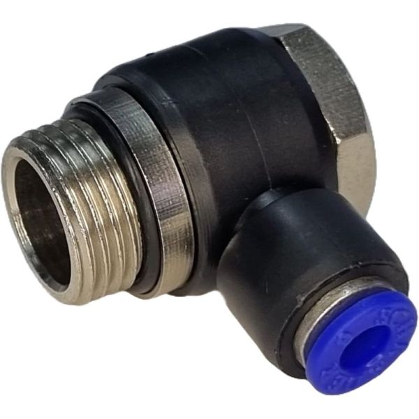 conexão roscada em L, conexão em L, conector pneumático em L, conexão L, união para tubos em L, conexão para tubos PUN e PAN, conexão pneumática, conexão instantânea, conexão rápida, conexão de engate rápido em L