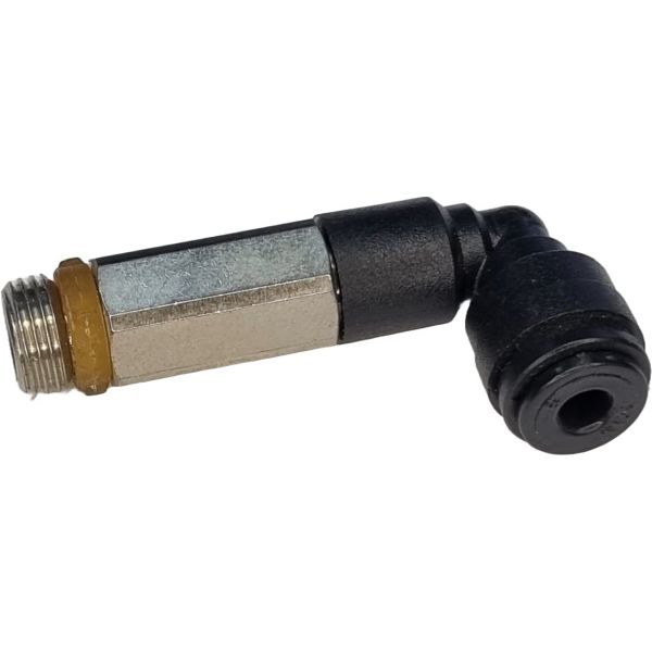 conexão roscada em L, conexão em L, conector pneumático em L, conexão L, união para tubos em L, conexão para tubos PUN e PAN, conexão pneumática, conexão instantânea, conexão rápida, conexão de engate rápido em L