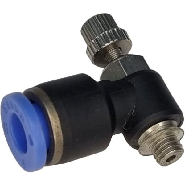 rosca M5, conexão rápida para tubo diâmetro 6mm, anel de desengate azul, pressão de 10bar, temperatura de 0 a +60°C