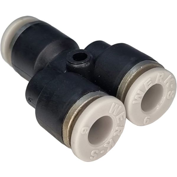 conexão para tubo 6mm, para tubos poliuretano ou nylon, meio de operação ar / água / vácuo, anel de desengate branco