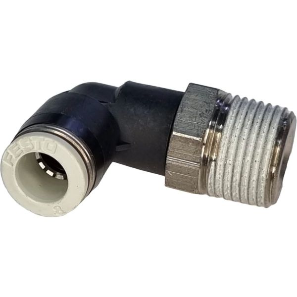 conexão roscada em L, conexão em L, conector pneumático em L, conexão L, união para tubos em L, conexão para tubos PUN e PAN, conexão pneumática, conexão instantânea, conexão rápida, conexão de engate rápido em L