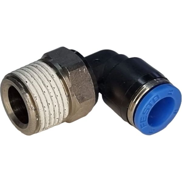 conexão roscada em L, conexão em L, conector pneumático em L, conexão L, união para tubos em L, conexão para tubos PUN e PAN, conexão pneumática, conexão instantânea, conexão rápida, conexão de engate rápido em L