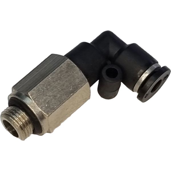 conexão roscada em L, conexão em L, conector pneumático em L, conexão L, união para tubos em L, conexão para tubos PUN e PAN, conexão pneumática, conexão instantânea, conexão rápida, conexão de engate rápido em L