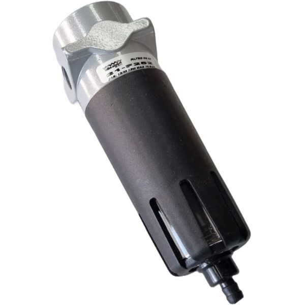 Série 21 mini, conexão rosca 1/4bsp, copo de policarbonato com proteção e com dreno injetado, elemento filtrante de polietileno 20 microns, meio de operação ar comprimido