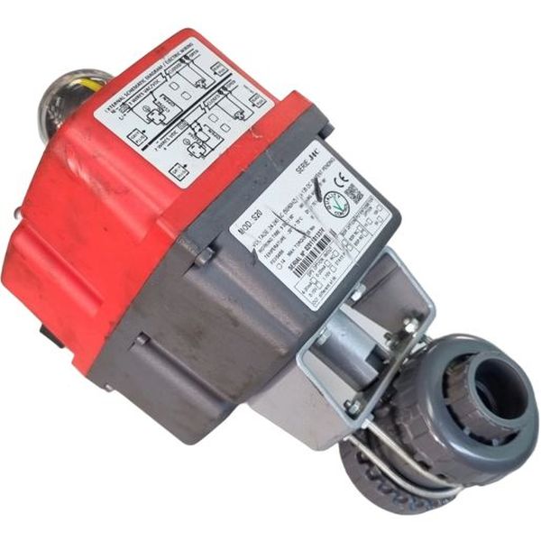 atuador elétrico com válvula de 2 vias, tempo de descarga 9s/90o, ângulo de trabalho 0~270oC, voltagem 24-240 (50/60Hz), torque máximo 25Nm, corpo poliamida