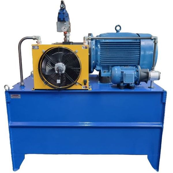 Unidade hidráulica composta de motor elétrico 60CV,  motor elétrico 2CV, reservatório 840 litros, bomba hidráulica, resfriador de óleo com ventoinha, man&ocirc;metro