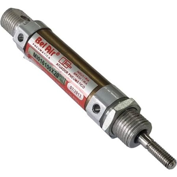 diâmetro 16mm, curso 20mm, dupla ação, amortecimento fixo,  pressão de 150psi, camisa latão, vedações Borracha Nitrílica