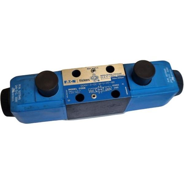 Válvula direcional 4/3 vias, vazão de 80 l/min, pressão de 350bar, tensão de 24 V DC 