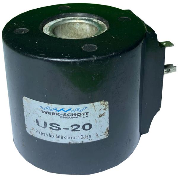 altura 55mm, diâmetro interno 20mm, diâmetro externo 63mm. Voltagens disponínies 24VDC, 110VCA, 220VCA.
