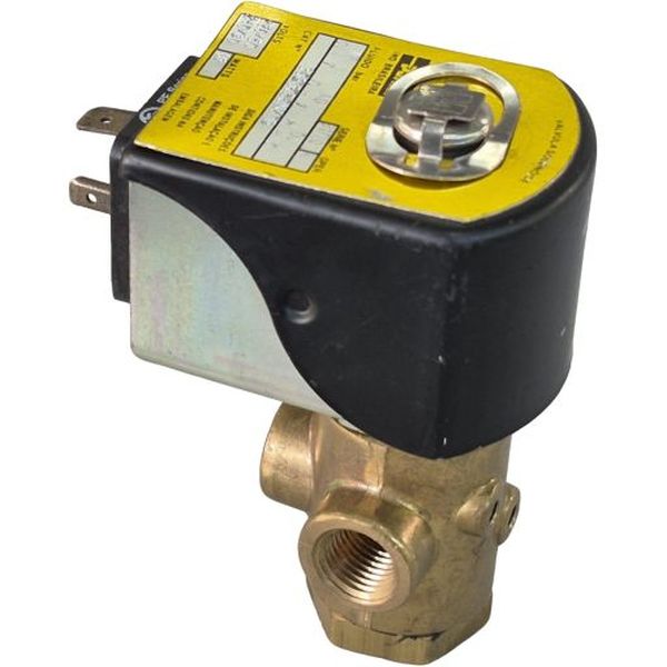 Série 30, 3 vias / ação direta, rosca 1/4npt, atuação solenóide, tensão voltagem 220/50 240/60, corpo latão, vedações NBR, meios ar / gás / água / óleos leves