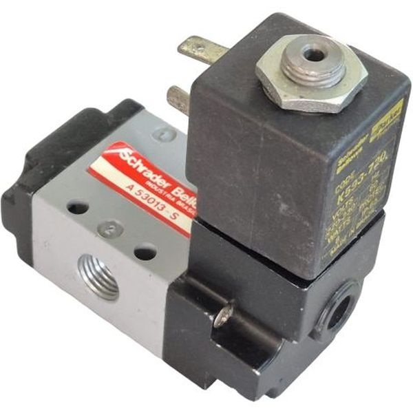 3 vias, conexões 1/4, acionamento elétrico, bobina 220-230V/60Hz 8W, corpo alumínio, meio de operação ar comprimido