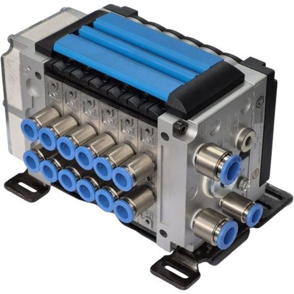quantidade máxima de posições de válvula 8, tipo de acionamento elétrico, tamanho da válvula 14mm, conexão pneumática G1/8, tensão nominal 24VCC, temperatura ambiente -5~50oC,pressão operacional -0,9~10bar