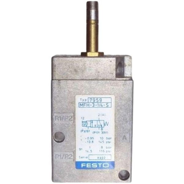 3/2 vias, conexão G1/4, acionamento eletropneumático / retorno mola, pressão 8bar, corpo alumínio, vedações NBR