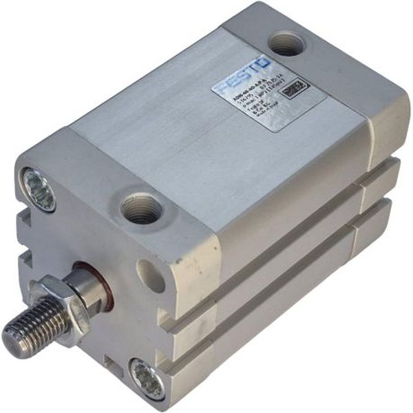 cilindro compacto, dupla ação, ISO21287, diâmetro 40mm, curso 40mm, rosca externa, anéis/placas de amortecimento elásticos nas posições finaisl, detecção de posição
