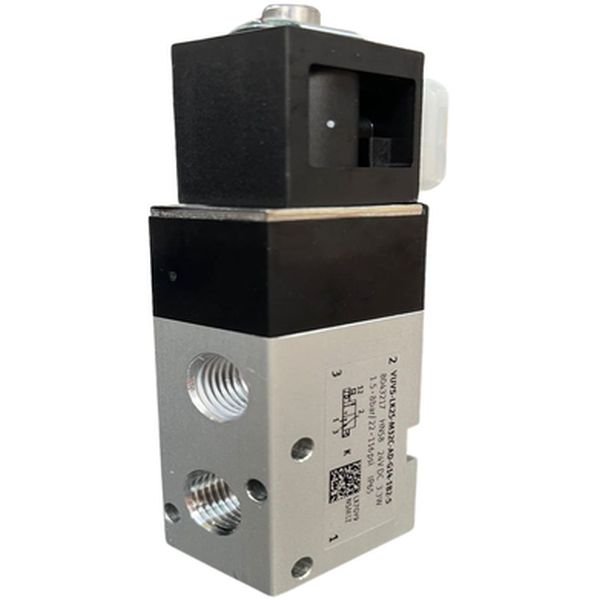 3/2 vias, conexões G1/4, simples solenóide, vazão 1000l/min, acionamento elétrico, bobina 24VDC, retorno mola