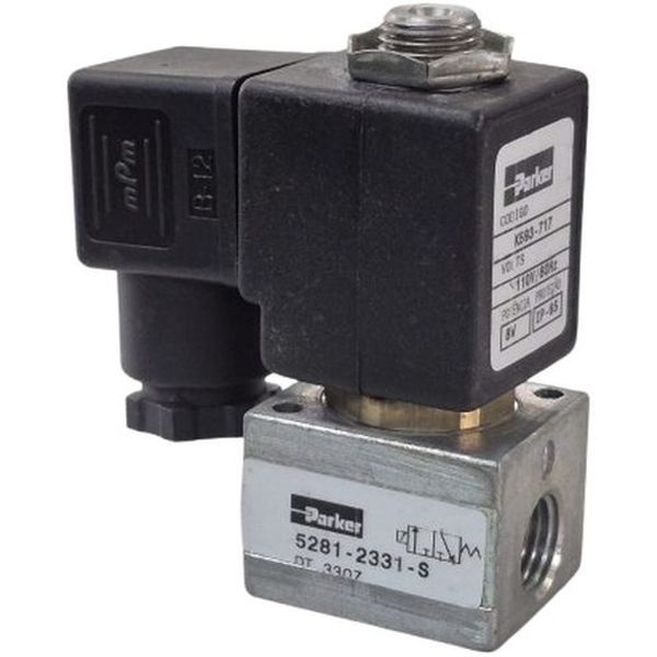 3/2 vias, atuação solenóide, retorno mola, bobina K593-717 110/60Hz 8watts IP65