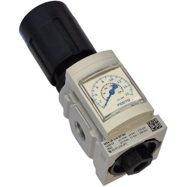 Série MS, conexão G1/4, tamanho 4, vazão 1800 l/min, regulagem de pressão 0.3 bar - 7 bar, corpo PA reforçado, vedações NBR