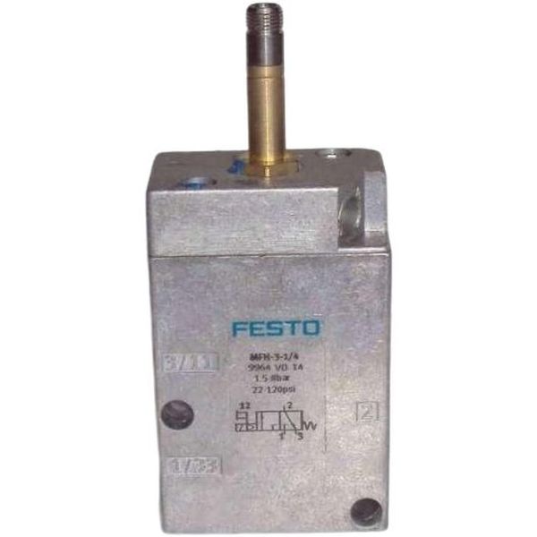 3/2 vias, conexão G1/4, acionamento eletropneumático / retorno mola, pressão 8bar, corpo alumínio, vedações NBR