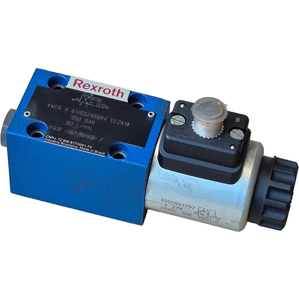 Série 6X, tamanho 6, 4/2 vias, acionamento solenóide / retorno mola, 24V, pressão máxima 350bar, 80L/min
