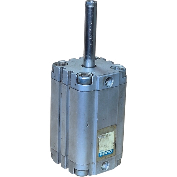 cilindro compacto, diâmetro 40mm, curso 60mm, anéis/placas de amortecimento elástico nas posições finais de curso, detecção de posição