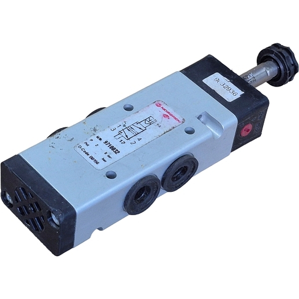 Série 97100, 5/2 vias, rosca G1/4, atuação solenóide, pressão de operação 2~8bar, corpo alumínio anodizado, vedações NBR
