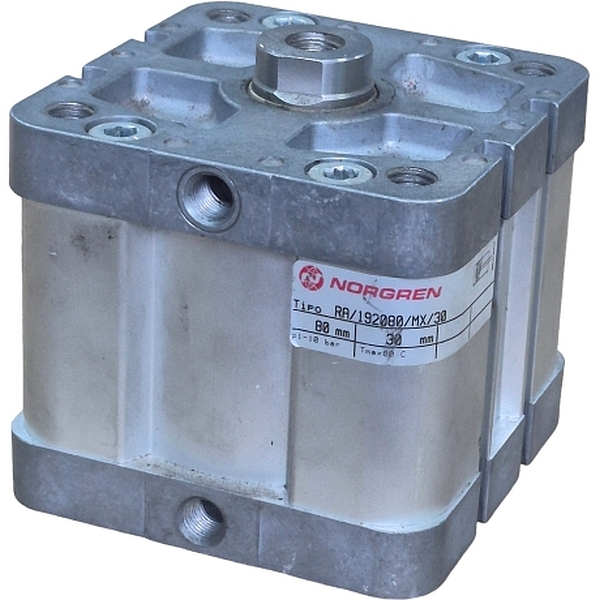 diâmetro 80mm, curso 30mm, compacto, dupla ação, rosca interna, pressão de operação 1...10bar, meio ar comprimido filtrado