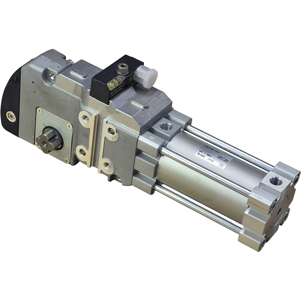 cilindro tipo clamp, diâmetro 40mm,ângulo de abertura do braço 90 graus, montagem do braço em ambos os lados, dupla ação, pressão 0,8MPa, fluido ar