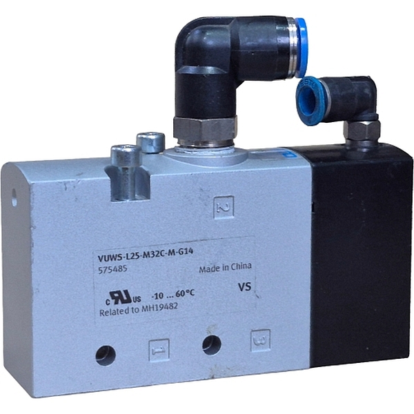 3/2 vias, fechada, monoestável, vazão 1000L/min, conexão G1/4, acionamento pneumático, com conexões